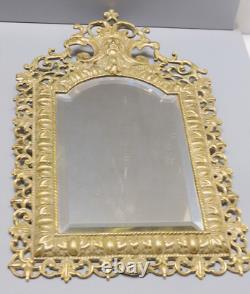 -miroir Mural Napoleon III Bronze Frise Roi Couronne Sur Le Haut Volutes Glace D