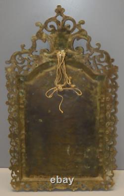 -miroir Mural Napoleon III Bronze Frise Roi Couronne Sur Le Haut Volutes Glace D