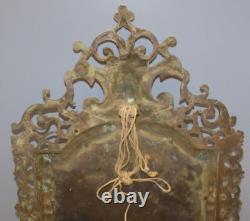 -miroir Mural Napoleon III Bronze Frise Roi Couronne Sur Le Haut Volutes Glace D