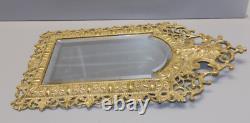 -miroir Mural Napoleon III Bronze Frise Roi Couronne Sur Le Haut Volutes Glace D