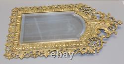 -miroir Mural Napoleon III Bronze Frise Roi Couronne Sur Le Haut Volutes Glace D