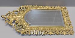 -miroir Mural Napoleon III Bronze Frise Roi Couronne Sur Le Haut Volutes Glace D
